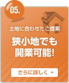 土地に合わせたご提案 狭小地でも開業可能!