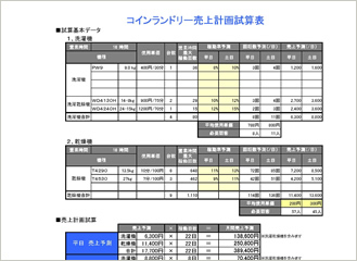 コインランドリー売上計画試算表